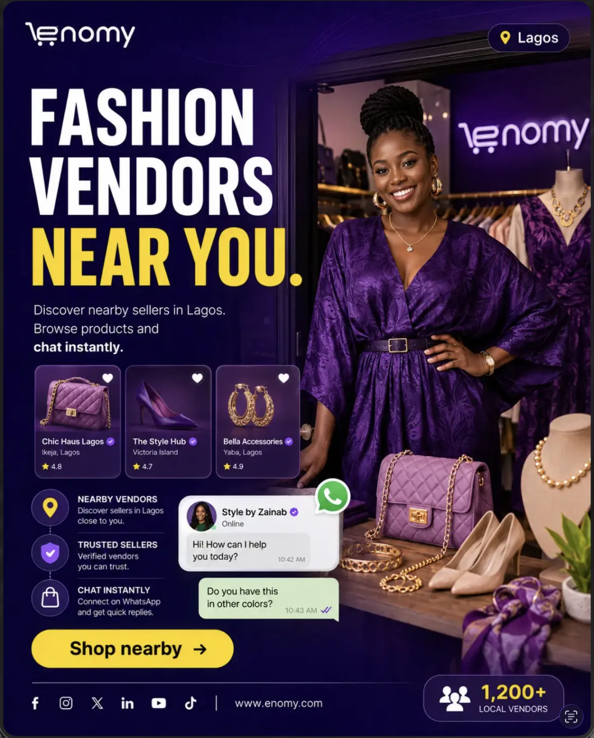 Reference fashion vendor creative with conversation bubbles